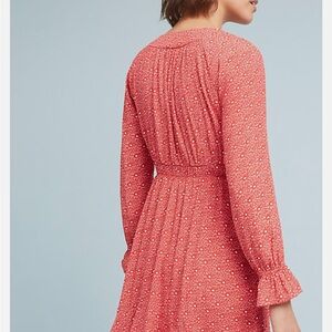 Anthropologie Maeve red and white floral print mini dress